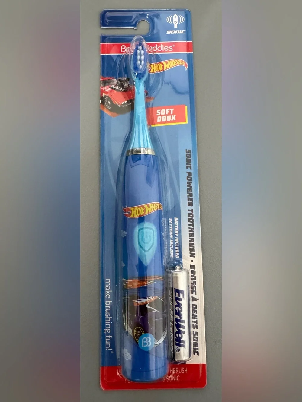 Hot Wheels Kids Sonic Toothbrush - Blue soft cars